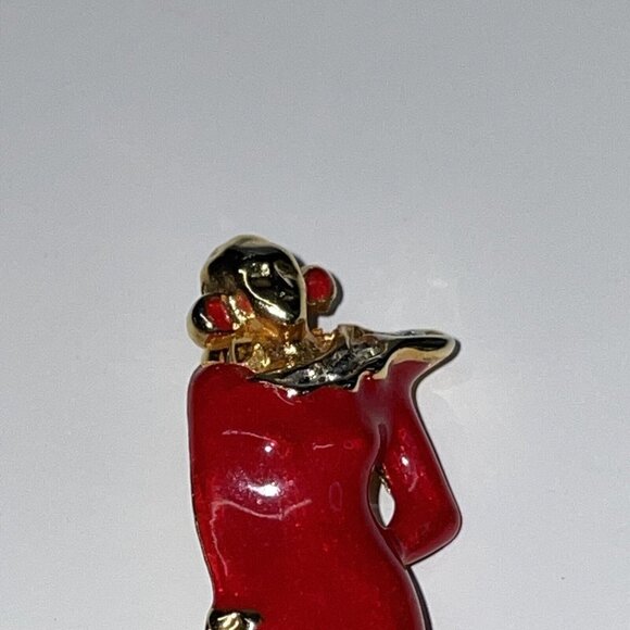 L’Officiel Italy Laura Fabbri Red Enamel Crystal Woman in Gown Brooch Pin - Picture 2 of 7